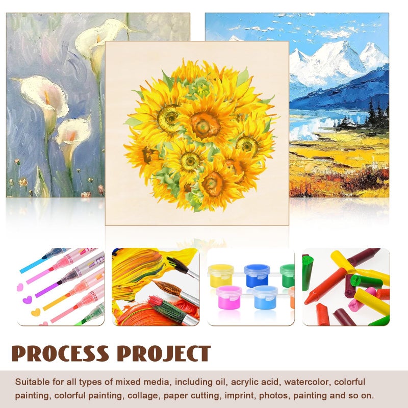 FSWCCK 10 Pack 8 x 8 inch Wood Panel Boards, Unfinished Wood Canvas Panels for Crafts, Painting Canvas, DIY Art Projects, Pouring, Arts Use with Oils, Acrylics - Image 4